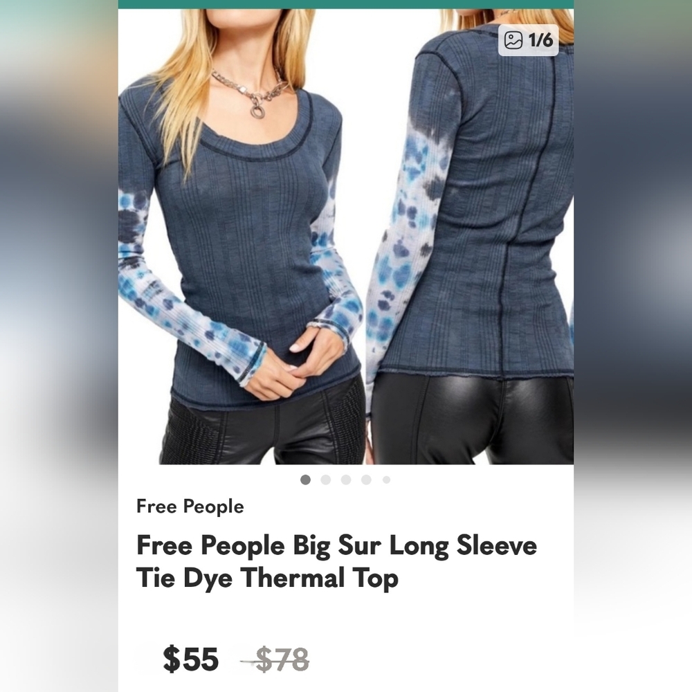 We The Free Blue Tie-Dye Long Sleeve Top - Picture 9 of 16
